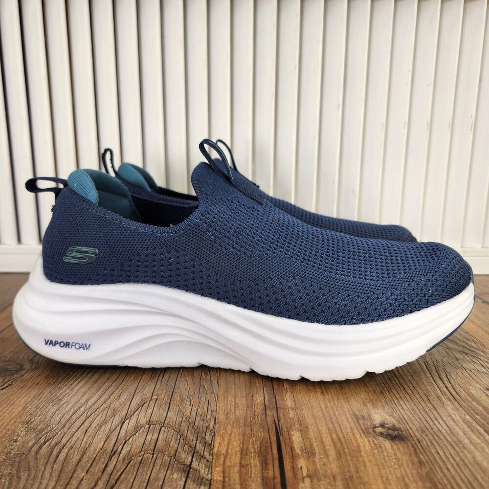 Skechers Vapor Foam Covert Slip-On Sneakers Mens Sz 8.5 Navy Blue Walking Shoes